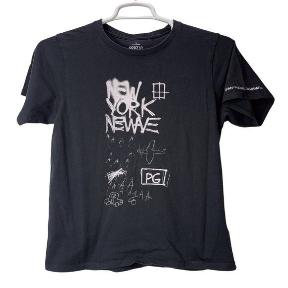 Uniqlo Jean-Michel Basquiat Graphic Print T-Shirt Black Mens Size Small New York - Picture 1 of 7